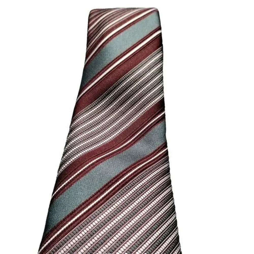 PAULINE TRIGÈRE Necktie-Imported Polyester Wine & Gray REPP Suit Neck Tie‎ 56